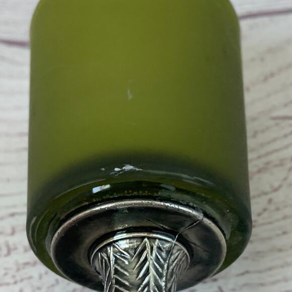 Green Frosted Glass Votive Candle Holders Set of 2 Square Metal Base 4 3/8" - Picture 14 of 16